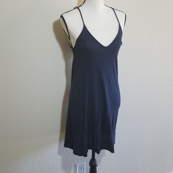 Juniors Dress Small Blue Swimsuit Cover Up Knit Short Sundress Mini Cutout - Picture 2 of 4